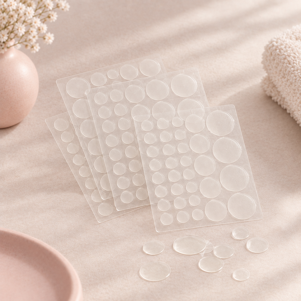 Clear blemish patch sheets in mixed sizes